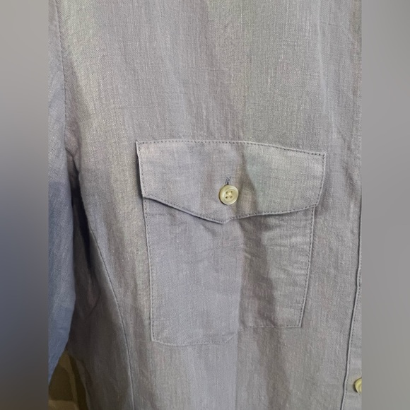 Banana Republic light blue flax (linen)/cotton blend button down w/ roll sleeve - Picture 2 of 11